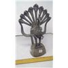 Image 1 : 1962 INDIA STEEL HANDMADE SCULPTURE PEACOCK WITH COBRA TAILFAN -HEIGHT 13". DEPTH 10"