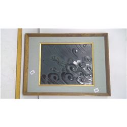 1973 JAPAN BRONZE DRAGON DRONZE FOUNDRIED PANEL - FRAMED 14" X 19"