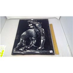 1972 MEXICO BLACK VELVET PAINTING BULL FIGHTER - 1^" X 20"