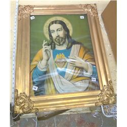 1922 GILT WOOD FRAME PRINT OF JESUS - 22" X 26"