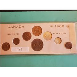 1968 CANADA SET - INCLUDES DIME, QUARTER, HALF AND SILVER DOLLAR .500