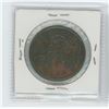 Image 2 : PROVINCE OF CANADA 1852 BANK OF UPPER CANADA ONE PENNY PRE-CONFEDERATION TOKEN. NARROW 2 VARIETY. HE