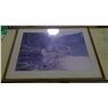Image 1 : SIGNED AND FRAMED PRINT - INDIGENOUS PEOPLES IN CANOE