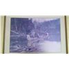 Image 2 : SIGNED AND FRAMED PRINT - INDIGENOUS PEOPLES IN CANOE