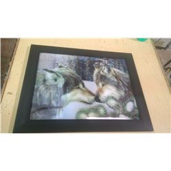 3D PICTURE OF WOLVES FRAMED 14"X18"