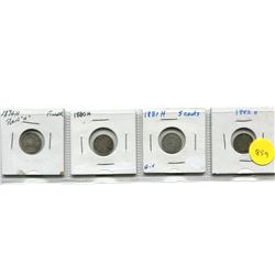 1874H PLAIN "4" (FILLER), 1880H, 1881H, 1882H - CANADA SILVER FIVE CENTS