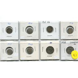 1911, 1914, 1915, 1916, 1917, 1920 - CANADA SILVER FIVE CENTS