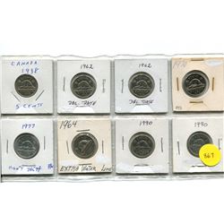 EIGHT FIVE CENT PIECES