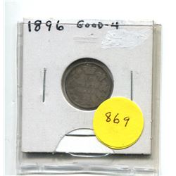 1896 CANADA SILVER TEN CENT COIN