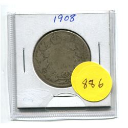 1908 CANADA SILVER FIFTY CENT COIN