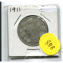 1911 CANADA SILVER FIFTY CENT COIN