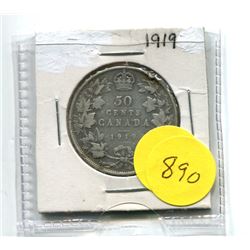 1919 CANADA SILVER FIFTY CENT COIN