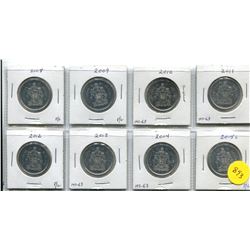 2008 TO 2015 CANADA FIFTY CENT COINS