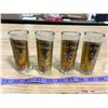 Image 1 : 4 TALL SHOT GLASSES W/ GOLD TRIM - MEXICO