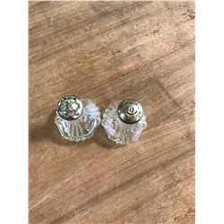 VERY OLD CLEAR GLASS SALT +PEPPER