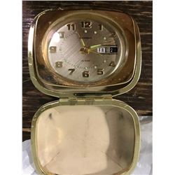 CARAVELLE TRAVEL ALARM CLOCK IN CASE (WORKING)