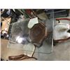 Image 6 : 4 WOOD CHAIRS   2 TABLE STANDS   THE GLASS 7FT6IN LENGTH 3FT9IN WIDTH 1/2IN THICK   2FT6IN HEIGHT