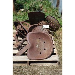 8 Steel binder seats, implenet old