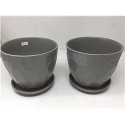 Green Planter Pots-Dark Grey