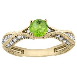 0.70 CTW Peridot & Diamond Ring 14K Yellow Gold - REF-67R7H