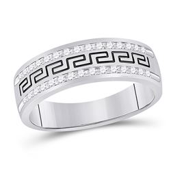 1/2 CTW Mens Round Diamond Grecco Wedding Anniversary Ring 14kt White Gold - REF-63X3T