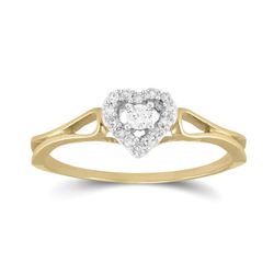1/8 CTW Round Diamond Heart Promise Bridal Ring 10kt Yellow Gold - REF-13T2K