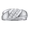 Image 1 : 1/4 CTW Mens Round Diamond Wedding Double Row Ring 10kt White Gold - REF-21R3H