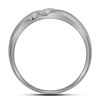 Image 2 : 1/4 CTW Mens Round Diamond Wedding Double Row Ring 10kt White Gold - REF-21R3H
