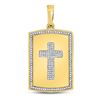 Image 1 : 1/3 CTW Mens Round Diamond Cross Dog Tag Charm Pendant 10kt Yellow Gold - REF-35Y9X