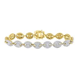 5 & 5/8 CTW Mens Round Diamond Gucci Link Fashion Bracelet 10kt Yellow Gold - REF-287X8T