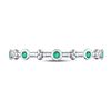 Image 2 : 1/12 CTW Round Emerald Dot Flower Stackable Ring 10kt White Gold - REF-7H5W