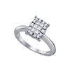 Image 1 : 3/8 CTW Princess Round Diamond Cluster Bridal Wedding Engagement Ring 14kt White Gold - REF-47R9H