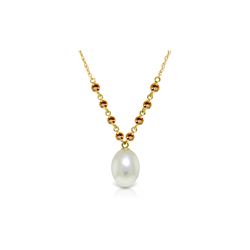 Genuine 5 ctw Pearl & Citrine Necklace 14KT Yellow Gold - REF-25R4P