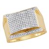 Image 1 : 1/2 CTW Mens Round Diamond Rectangle Cluster Ring 10kt Yellow Gold - REF-47K9R