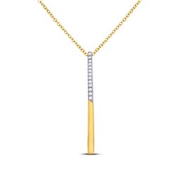 1/20 CTW Round Diamond Vertical Bar Pendant 14kt Yellow Gold - REF-18A3N