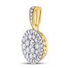 Image 2 : 1/2 CTW Round Diamond Halo Cluster Pendant 14kt Yellow Gold - REF-38H4W