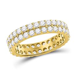 2 CTW Round Diamond Double Row Eternity Wedding Ring 14kt Yellow Gold - REF-156N3Y