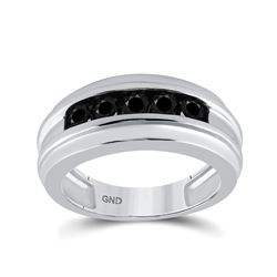 1 CTW Mens Round Black Color Enhanced Diamond Ring 10kt White Gold - REF-38N4Y