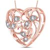 Image 2 : 1/6 CTW Round Diamond Floral Heart Pendant 14kt Rose Gold - REF-28Y8X