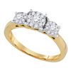 Image 1 : 1/2 CTW Flower Cluster Diamond Bridal Wedding Engagement Ring 14kt Yellow Gold - REF-57Y3X