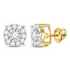 Image 1 : 1/2 CTW Round Diamond Halo Earrings 10kt Yellow Gold - REF-30R3H