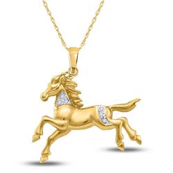 1/20 CTW Round Diamond Horse Pony Animal Pendant 10kt Yellow Gold - REF-24Y3X
