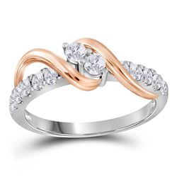 3/4 CTW Round Diamond 2-stone Bridal Wedding Engagement Ring 14kt White Gold - REF-71H9W