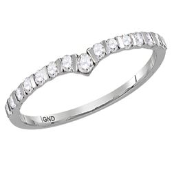 1/4 CTW Round Diamond Chevron Stackable Ring 14kt White Gold - REF-21H5W