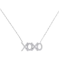 1/5 CTW Round Diamond XOXO Hugs Kisses Letter Necklace 10kt White Gold - REF-16R8H
