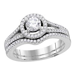1 CTW Round Diamond Bridal Wedding Engagement Ring 14kt White Gold - REF-162H3W
