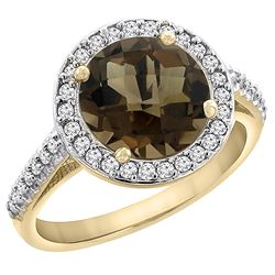 2.44 CTW Quartz & Diamond Ring 10K Yellow Gold - REF-57W3F