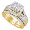 Image 1 : 1 & 1/2 CTW Princess Diamond Bridal Wedding Engagement Ring 14kt Yellow Gold - REF-167Y9X