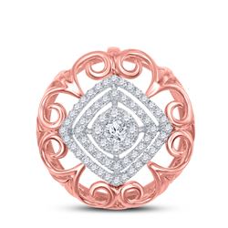 1/3 CTW Round Diamond Filigree Fashion Pendant 14kt Two-tone Gold - REF-33F6M