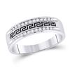 Image 1 : 1/4 CTW Mens Round Diamond Grecco Wedding Ring 14kt White Gold - REF-47X9T